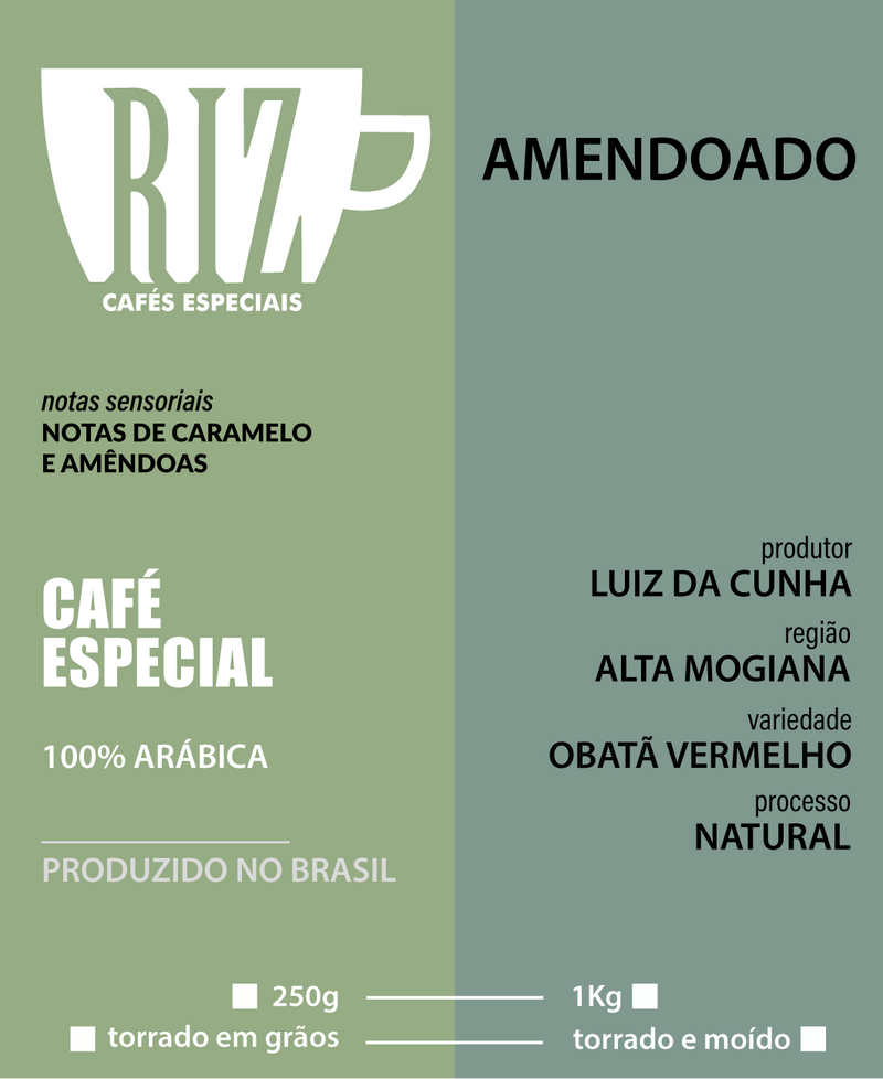 Café Especial Orgânico Caramelo Amêndoas Alta Mogiana 250g - Riz Amendoado